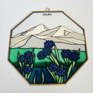 Stain glass Alaska wall hanging decoration or window decor.